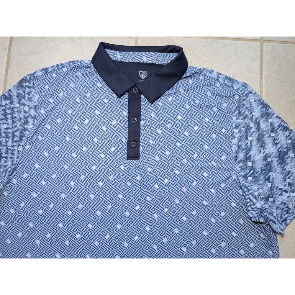 Graham Luxe Men's XXL Golf Polo Shirt Blue Geometric Short Sleeve Stretch